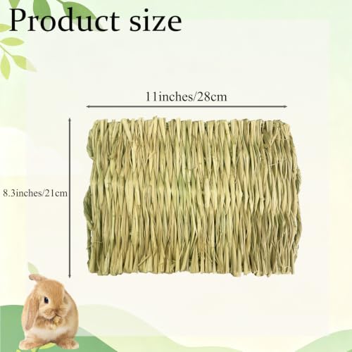 Image of 4 Pcs Natural Rabbit Grass Mats Chewable Bedding 11''x8.3''