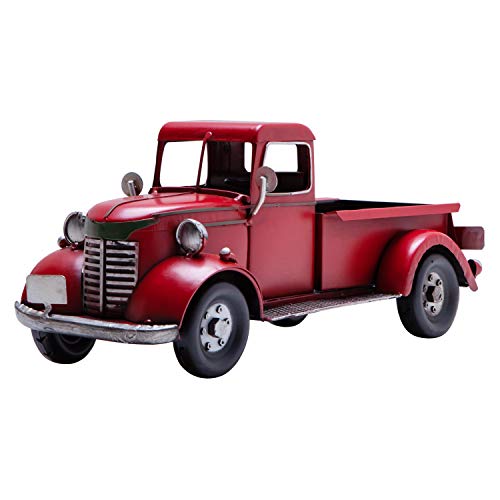 Soffee Design 12'' Iron Classic Red Truck Pick-Up Model Collectible Vehicle Decoration, Collectible Figurine Home Décor Desktop Car Accessory Christmas Decor Mini Car Display Wine Holder #TOP7