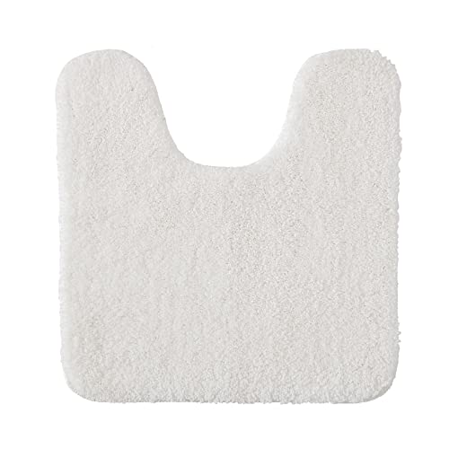 MIULEE 1 Pieza Alfombra de Forma de U Pelusa Rizada Suave Antipolvo Antideslizante Absorbente Alfombra Lavable para Baño 45 x 45cm Blanco