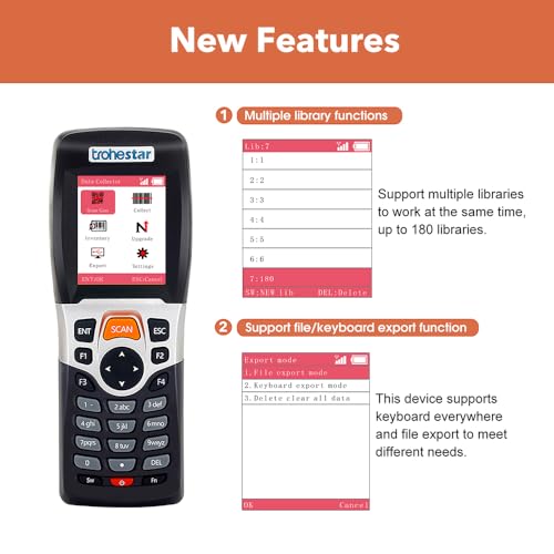 Scanner de código de barras sem fio – Coletor de dados portátil de inventário com transceptor RF de