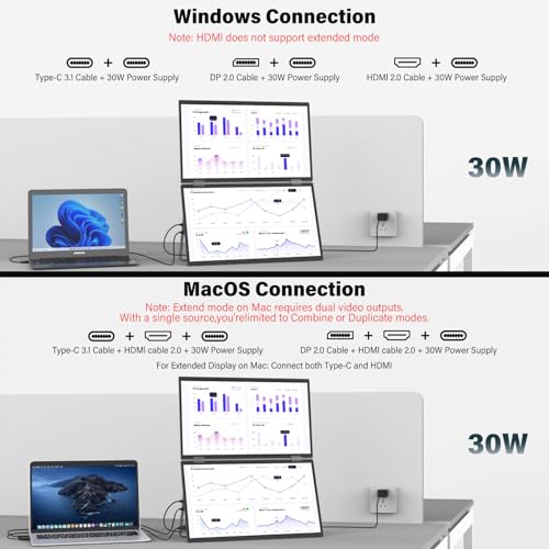 Image of InnoView Portable Dual Monitor 15.6 inch 3840x2160P 4K 100% sRGB | Owl Eye Vision - Foldable Design with 315 Screen Adjustment, 180 Stand | DP /USB-C /HDMI, Dual Screen Extender for Laptop, Mac, Windows