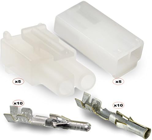 2-Circuits .093" - MOLEX Connector, 5 Matched Set,14-20 AWG, Free Hanging, w/Lock