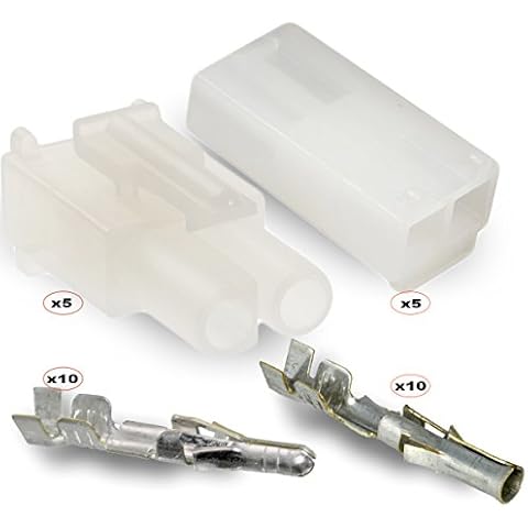 2-Circuits .093" - MOLEX Connector, 5 Matched Set,14-20 AWG, Free Hanging, w/Lock Cover