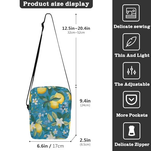 Crossbody Bag Lemon Summer Messenger Bag for Women Men Purse Shoulder Bag Satchel Bag with Adjustable Strap 214A94403