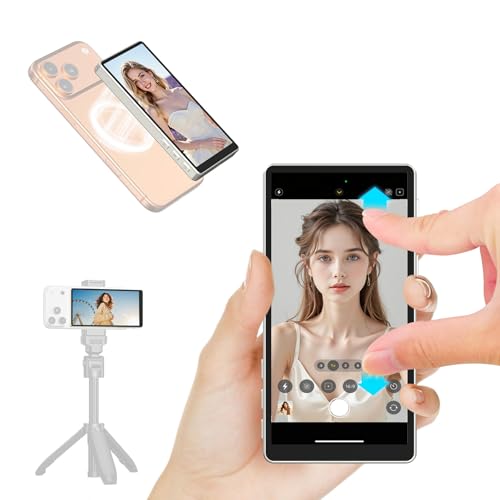 Newmowa 5 Magnetic Vlog Selfie Monitor Screen Touchscreen and Zoom Focus Built-in Speaker Direct Connection 4K 30fps Wireless Monitor for TikTok Compatible with iPhone 11-17 Samsung S23-S25(Grey)