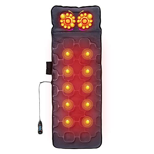 Massage Mat with Heating Pads & Shiatsu Neck Massager | 9 Speed Full Body Massage Chair Cushion | 9 Mode Massaging Heating Pad with Timer | 10 Node Full Body Massager for Leg & Back Pain Relief