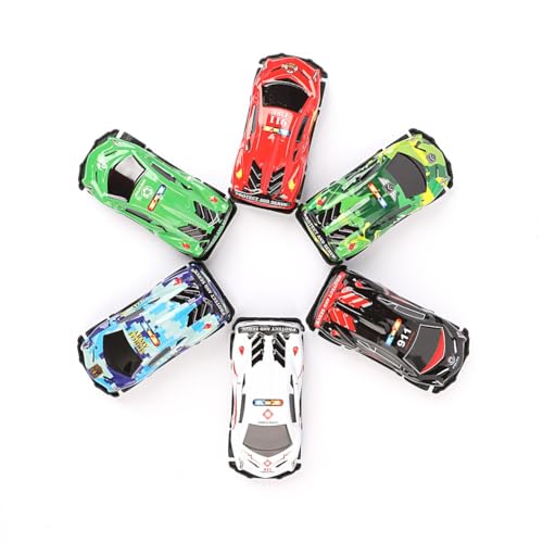 Image of Mini Racing Metal Pull Back Car Set, 12 Pieces High-Speed Friction Powered Vehicles, Colorful Diecast Alloy Models, for Kids (12)