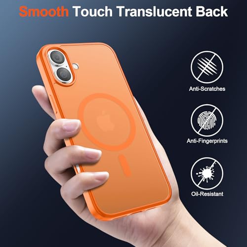 Image of SUPFINE Magnetic for iPhone 17 Case (Compatible with MagSafe)(Military Grade Drop Protection) Translucent Matte Shockproof with Anti-Fingerprint Phone Cover,Starry Orange