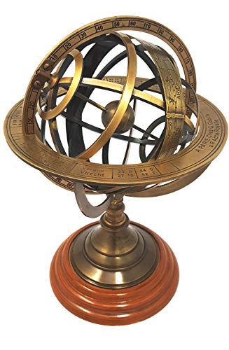 Brass Nautical - 8 inches Tall Antique Armillary Sphere Globe Replica Gift; Vintage Table Décor and Gift