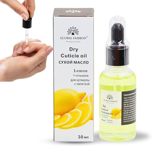Global Fashion Vitamin E Nail & Cuticle Oil Strengthen & Nourish Nails Perfect for Brittle Nails | (Cuticle Oil Lemon 30ml)