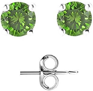 Round Green Diamond stud AAA Quality in White Gold & Yellow Gold, 0.04 ct - 2.00 ct, (IGI Certified from 0.70 ct & above)