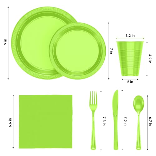 Image of Exquisite 350 Pcs Lime Green Plates and Napkins Party Supplies Plate Sets