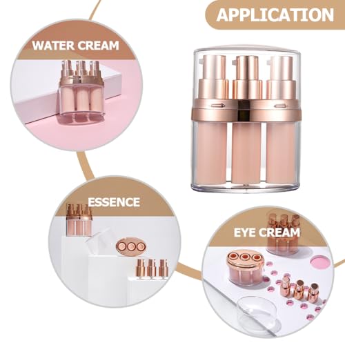 Image of Healeved Mini Lotion Bottle 3-Pack Refillable Cosmetic Container Portable Push Down Pump Dispenser for Travel Skincare Creams Serums Makeup Remover 3.89X2.94X1.29 Inches