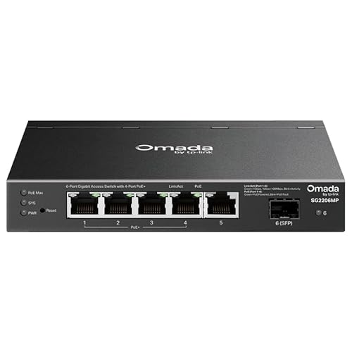 TP Link SG2206MP Switch Gigabit Ethernet PoE L2 6 Porte Montaggio Rack - vue 2