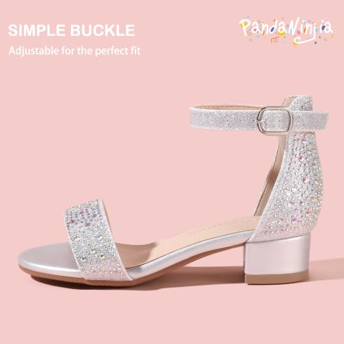 Image of PANDANINJIA Girls Dress Shoes Toddler Kids Heels Sandals Flower Girl Shoes | Ankle Strap,Open Toe,Wedding,Party,Dance,Prom,Birthday,Little Big Kid,Flower Girl Shoes,Foam Insole,1.2 in Heel Dress Pumps