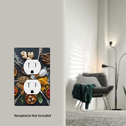 Farmhouse Decorative Outlet Covers Wall Plate 1 Gang Duplex Receptacle Cover Plate Electrical Faceplate For Bathroom Kitchen 4.50 X 2.76 Inch, Herbs And Spices #TOP5
