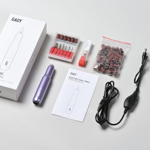 GAOY Electric Nail Drill for Acrylic and Gel, USB Electric Nail File, Portable Efile with Drill Bits, Manicure Pedicure Tools for Home Salon, Purple