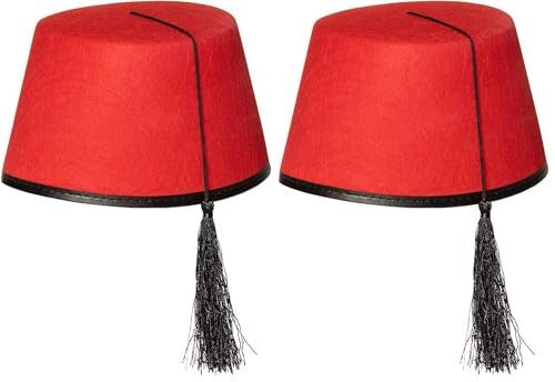 Boland 04016 - Sombrero para adultos Fez Fadime, rojo con borla negra, fiesta de disfraces oriental, fiesta temática, carnaval