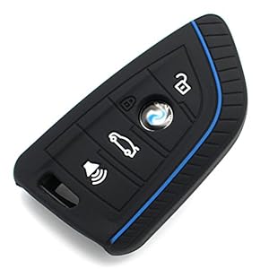 Finest-Folia Sleutelhoes voor 4 toetsen auto sleutel siliconen cover van Finest-Folia (zwart blauw)