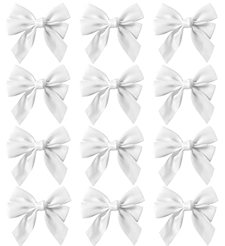 REDSTAR 12pc Christmas Tree Mini Bow Decorations 12cm Xmas Tree Bow Ornament Decorations Home Décor Satin Ribbon Bows Arts & Crafts Mini Bows