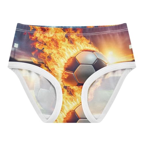 Football Fire Panties for Girls, Toddler Girl Briefs, Girls Cotton Underwear, 2–8 Years
