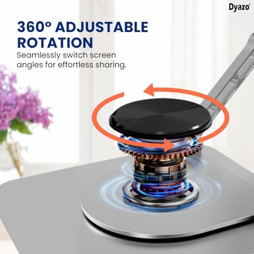 Image of Dyazo 360 Rotating Laptop Stand | Height Adjustable Laptop Riser for Desk | Foldable Metal Notebook Holder with Swivel Base | Compatible for MacBook, HP, Dell, Lenovo & All 10-15.6 Inch Laptop (Grey)