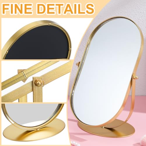 Espejo para maquillaje vintage ovalado con marco de metal miniatura 5