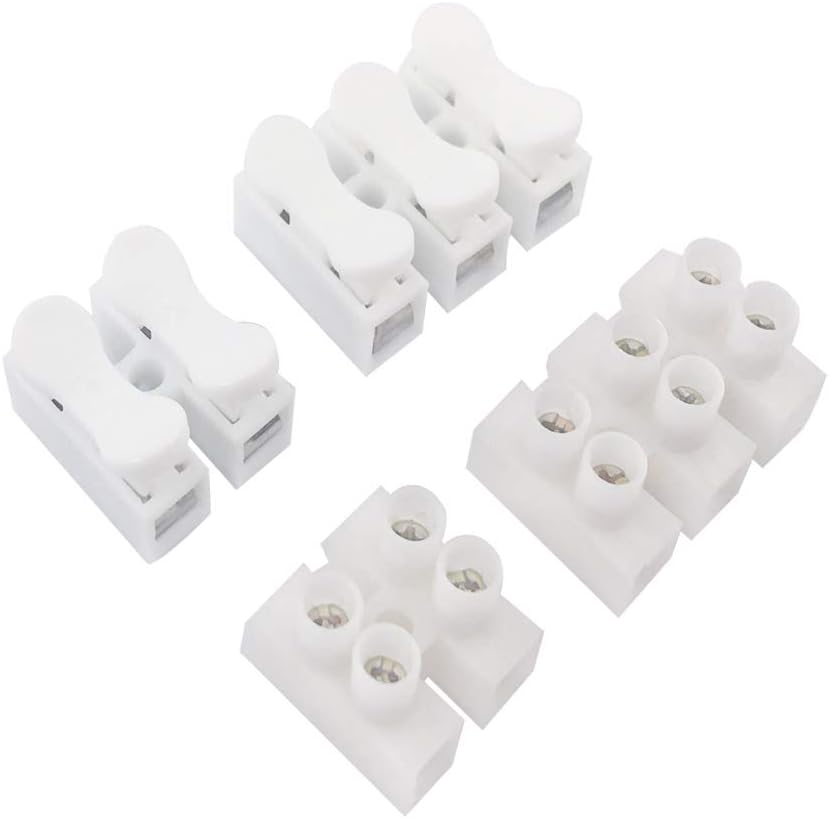 JABINCO 100Pcs 2P CH2 + 3P CH3 Quick Connector Spring Wire Connector Screw Terminal Barrier Block for LED Strip Light Wire Connecting