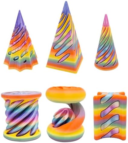 6 Pack Spiral Cone Fidget Toys, 3D Printed Impossible Cone, Flexi...