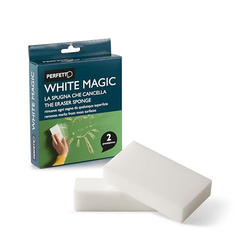 Perfetto Whitemagic Confezione 2 Spugne Cancella Macchie, Melamina, Bianco, 12x2.5x6 cm