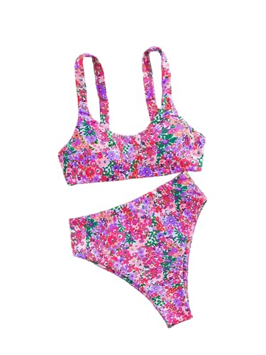 Bikini floral taille haute ensemble 2 pièces fluide et doux