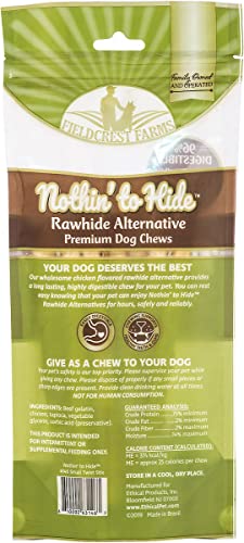 Fieldcrest Farms Nothing To Hide Natural Rawhide Alternative Twist Stix For Dogs - 3 Pack (30 Sticks) Premium Grade Easily Digestible Chews - Great For Dental Health (Chicken, Small Stix) #TOP7