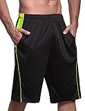 KPSUN Men's 11 inch Basketball Shorts Long Quick Dry Lightweight Athletic Gym Shorts with Pockets Yellow
