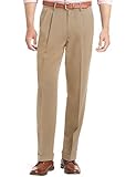 IZOD Men's Big/Tall Pleated Traveler Dress Pant, Dark Cedarwood Khaki, 50W x 30L