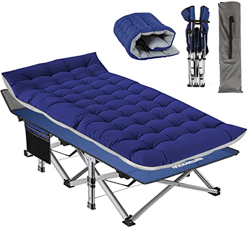 Nictemaw Folding Camping Cot, Portable Camping Cot For Adults, 900Lbs Heavy Duty Sleeping Cots With Carry Bag, Double Layer Oxford Portable Travel Camp Cots For Outdoor Camp Beach Home Office Nap-Blue #TOP8