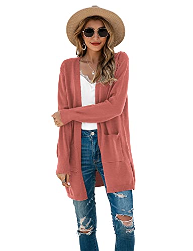 Image of TASAMO Cardigan Sweaters for Women Long Sleeve Open Front Casual Knit Fall Coat Oversized Soft Outwear with Pockets