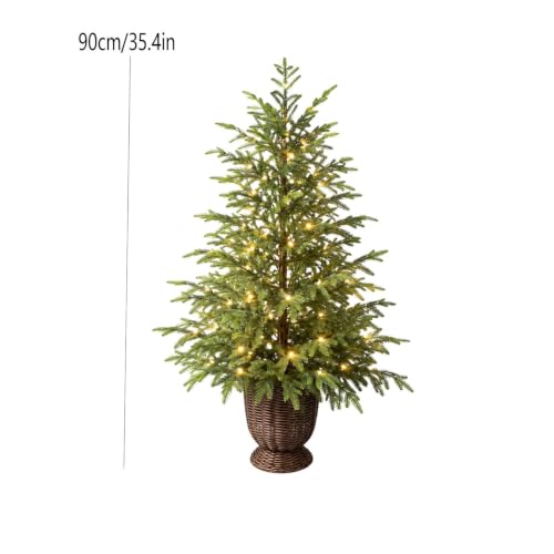 35.4in Large Artificial Christmas Tree with Fairy Light & Woven Basket - image 3