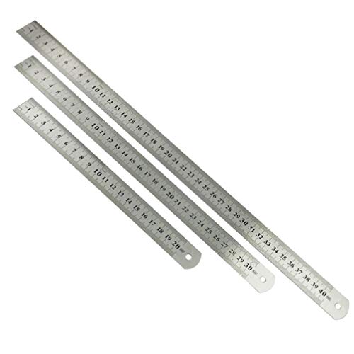 STOBOK 3Pcs Régua Maquinista Régua de Aço Inoxidável Régua de Metal Com Polegadas E Centímetros para