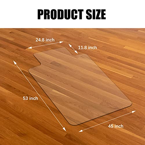Image of Kuyal Chair Mat, Rolling Chair Mat for Hardwood Floor, 53 inch X 45 inch Transparent PVC Home Office Floor Protector Mat (53 inch X 45 inch with Lip)