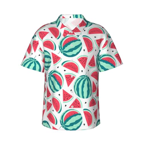 Chemise hawaïenne pastèque pour homme - Haut de plage à manches courtes décontracté
