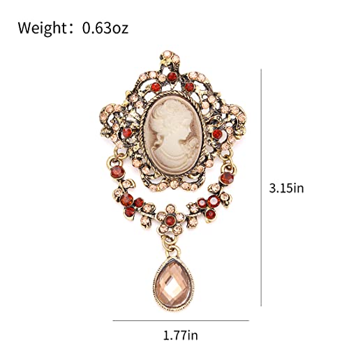 Image of lureme Vintage Elegant Victorian Lady Beauty Cameo with Crystal Brooch Pin (br000017)