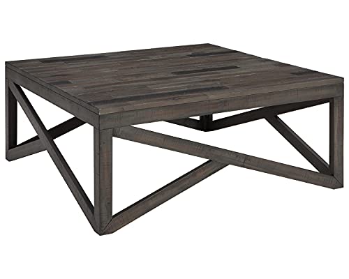 Signature Design by Ashley Haroflyn Rustic Square Coffee Table, Gray