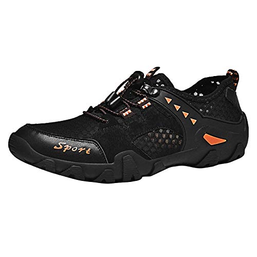 Hombres de Deportivas Al Aire Libre Acuático Cámping Agua Zapatos Malla Respirable Slip on Antideslizante Alpinismo Transpirables de Escalada Zapatillas de Deporte al Aire Libre (45 EU, Negro)