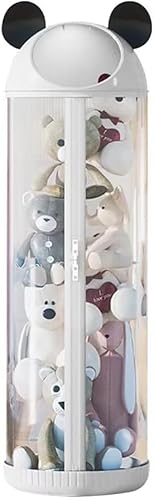 Ctkp ぬいぐるみ収納ケース ジッパー付き ぬいぐるみ収納ボックス ぬいぐるみ収納桶 陳列ケース ぬいぐるみケース 円柱 透明PET 大容量 組み立て式 抱き枕 おもちゃ 収納 (ホワイト,30*172cm)