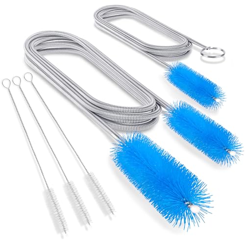 SARDVISA Drain Cleaning Brush 66 Inch Double Ended Flexible Pipe Tube Cleaner with 3 Straw Brushes Long Nylon Bristle Brush for Kitchen Sink Bathroom Shower Drain and Pipe Buildup