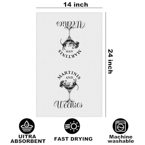 Image of Dachshund Cocktail Kitchen Towels with Wine Bottle Stopper 24x14 Inch, Dachshund Gifts Reusable Dish Towels for Kitchen Bars Decor, Wine Gift Weiner Dog Gifts for Women Men Christmas Birthday Gift