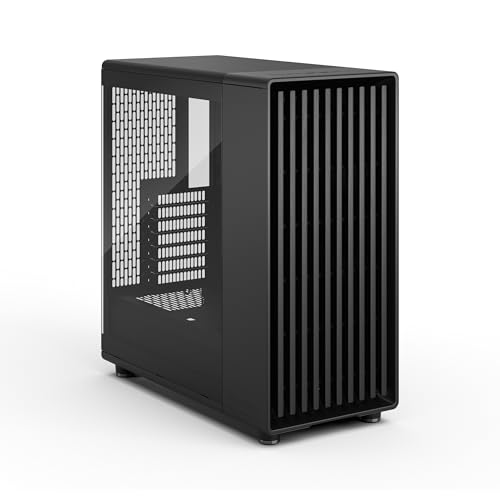 Image of Fractal Design North Momentum Black - Glass Side Panel - Genuine Blackened Oak Wood Front - High Airflow PC Gaming Case - Three Powerful 120mm Momentum Fans Included - ATX Support