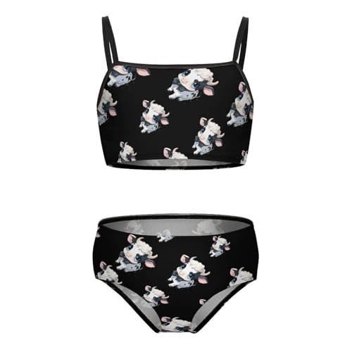 Cow Print Girls Swimsuits Two Piece Bikini Sets Beach Sport Swimwear Bathing Suit