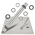 SUPER KITCHEN Mattarello in Acciaio Inox Con 5 Dischi Regolabili Anello, Stuoia di Rolling della Pasticceria del Silicone Antiaderente Tappetino da Forno Spianatoia per Impastare (50x40cm, Grigio)