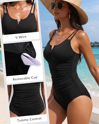 Image of Yonique Womens One Piece Swimsuit Tummy Control - Slimming Bathing Suit V Wired Full Coverage 2026 Swimwear